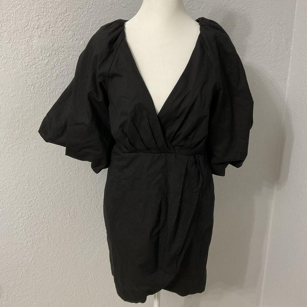 HYFVE Women's Wrapped Mini Dress Ruffle Sleeves 100% Cotton Medium